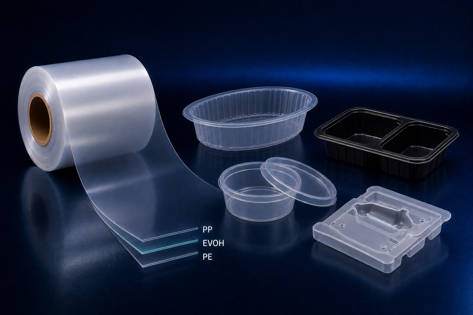 PP-EVOH-PE-Folie mit transparenten Verpackungsschalen
